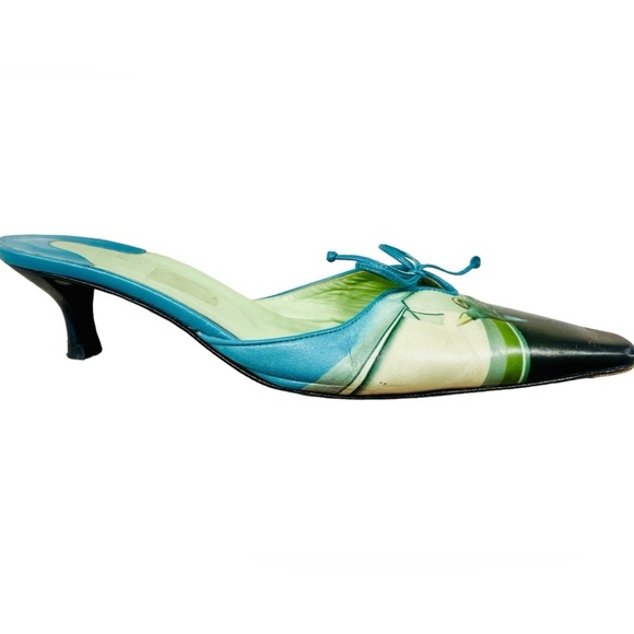 Icon Wearable Art Teal Green Mules Slides Shoes 8.5 - Picture 12 of 14